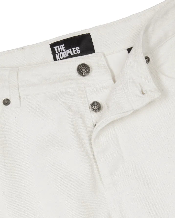 Off white coated straight jeans