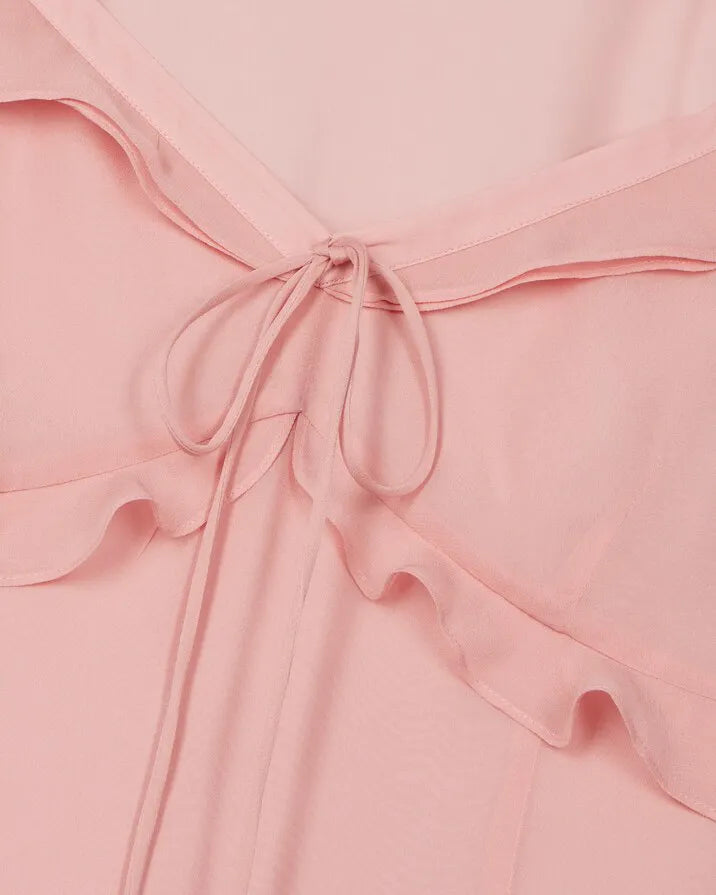 Pink ruffled maxi dress