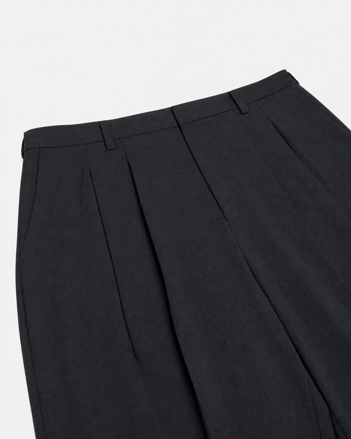 Black wool wide-leg tailored pants