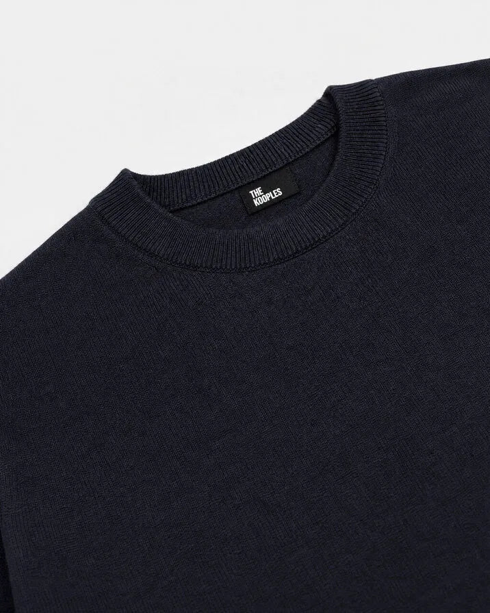 Navy Merino Wool Crew-Neck Sweater