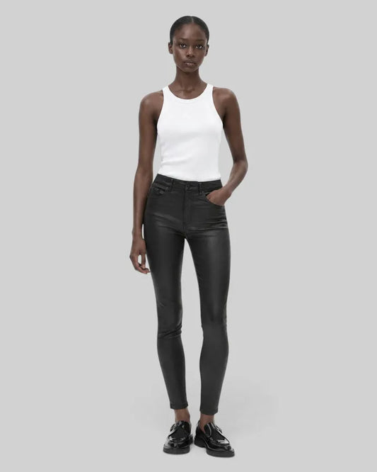 Black leather-effect slim jeans