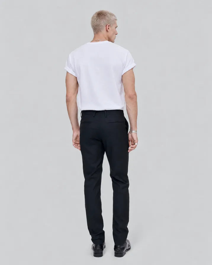 Black slim-fit wool suit pants
