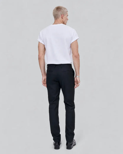 Black slim-fit wool suit pants