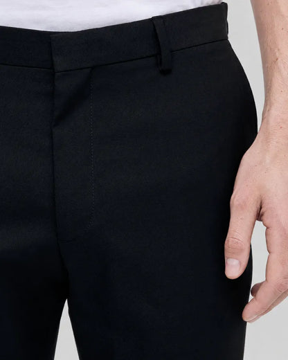 Black slim-fit wool suit pants
