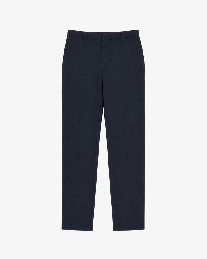 Black slim-fit wool suit pants