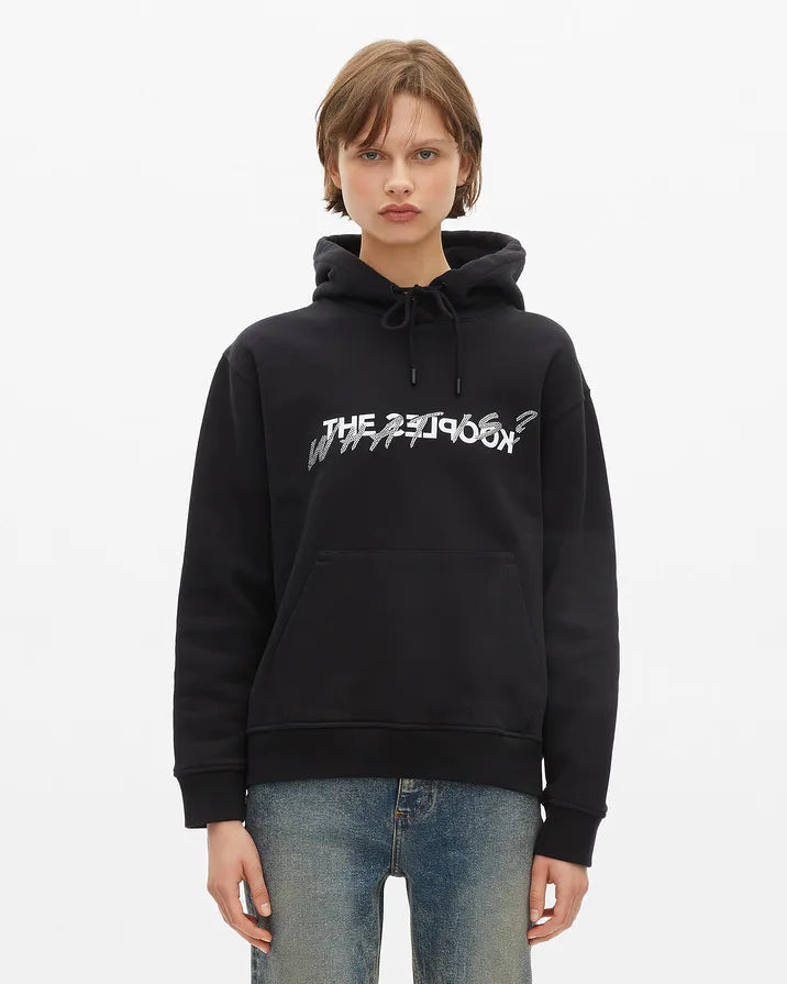 'What Is' Hoodie with Black Rhinestones