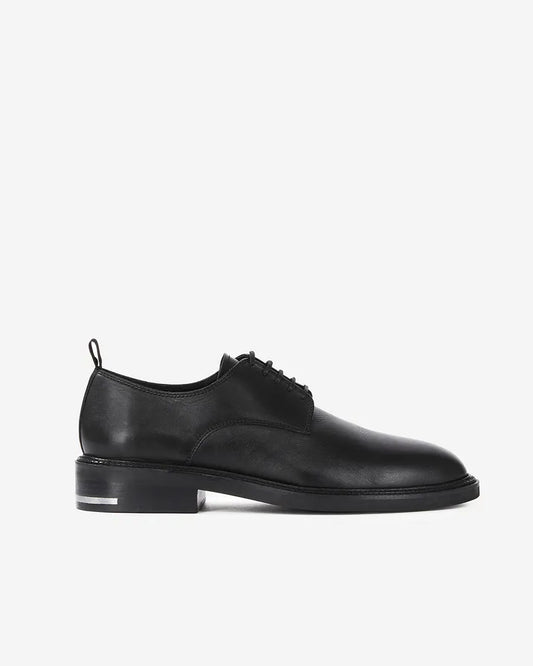 Black leather lace-up shoes