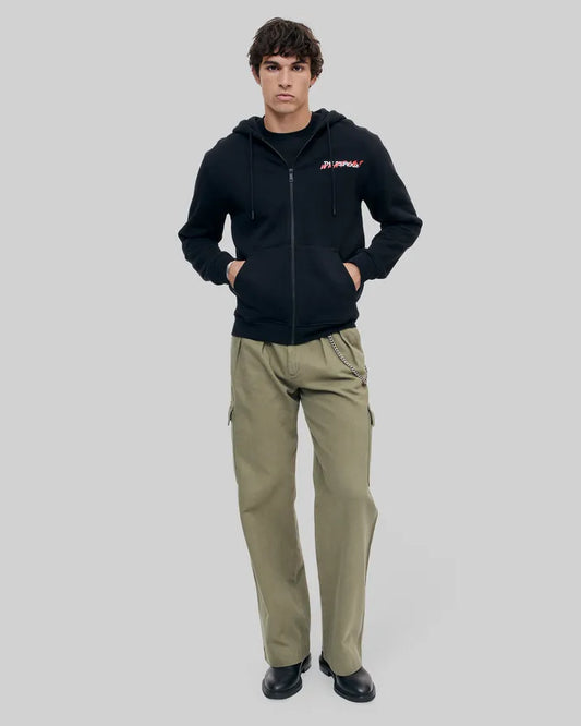 What Is Black Hooded Zip-Up Sweatshirt