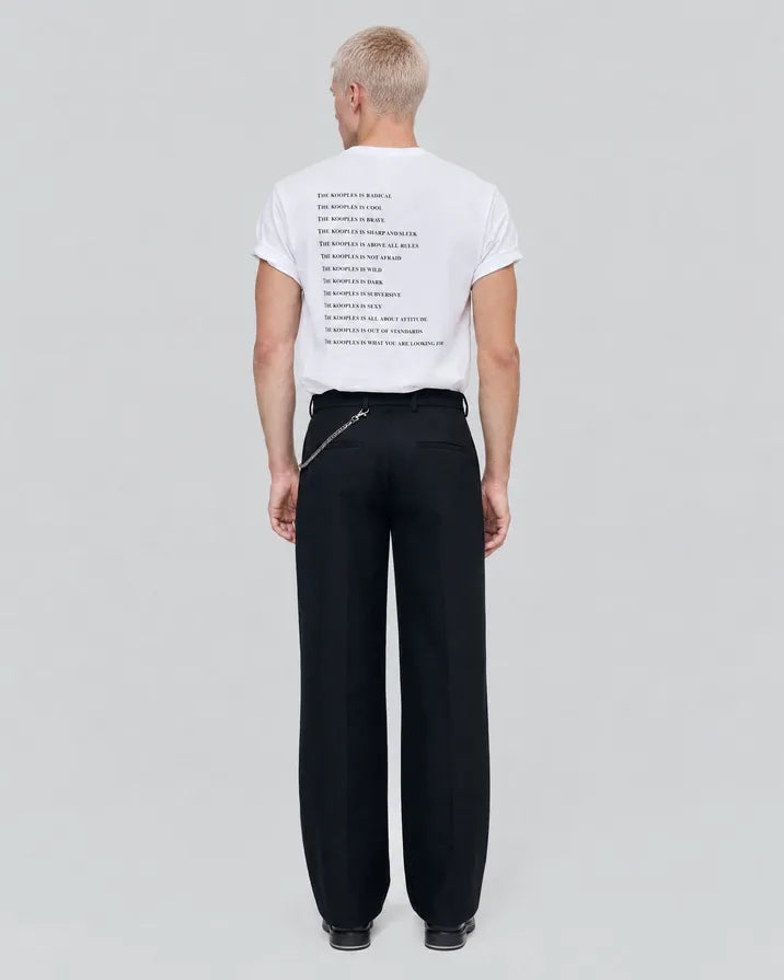 Black wide-leg wool pants