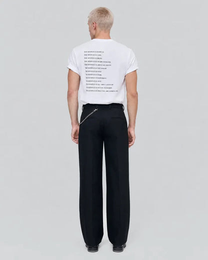 Black wide-leg wool pants