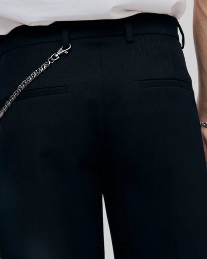 Black wide-leg wool pants