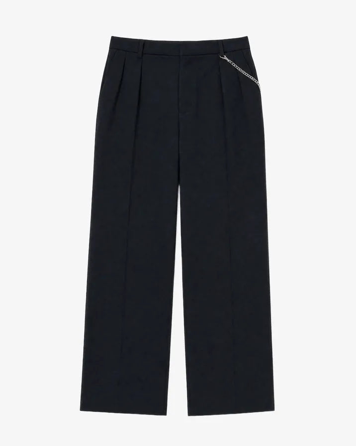 Black wide-leg wool pants