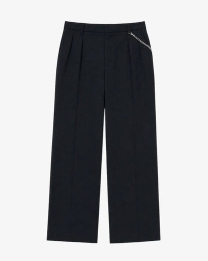 Black wide-leg wool pants
