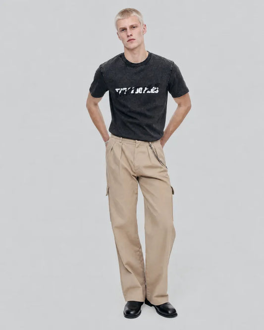 Black What Is denim patch t-shirt