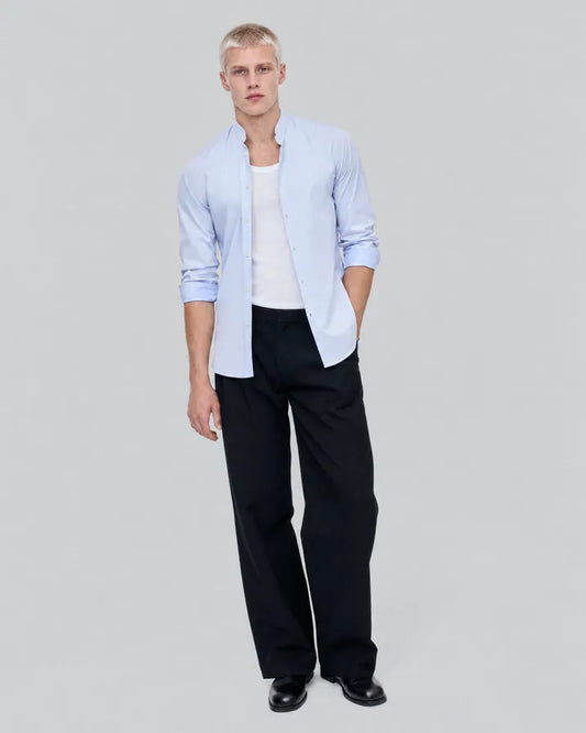 Blue shirt with officer collar