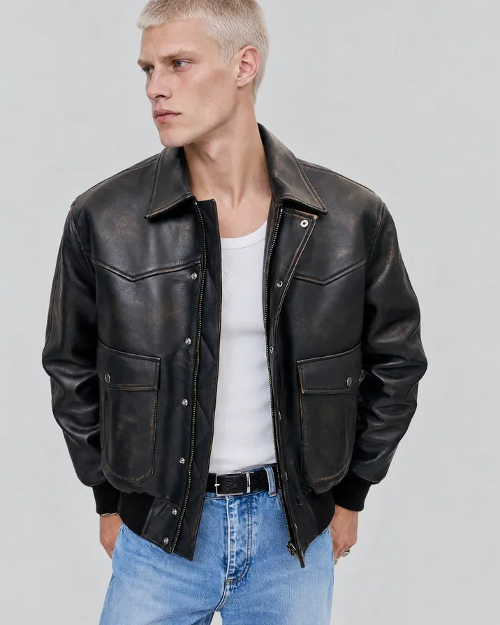 Brown leather jacket