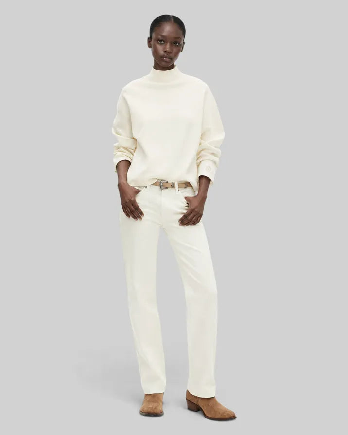 White mock-neck sweater