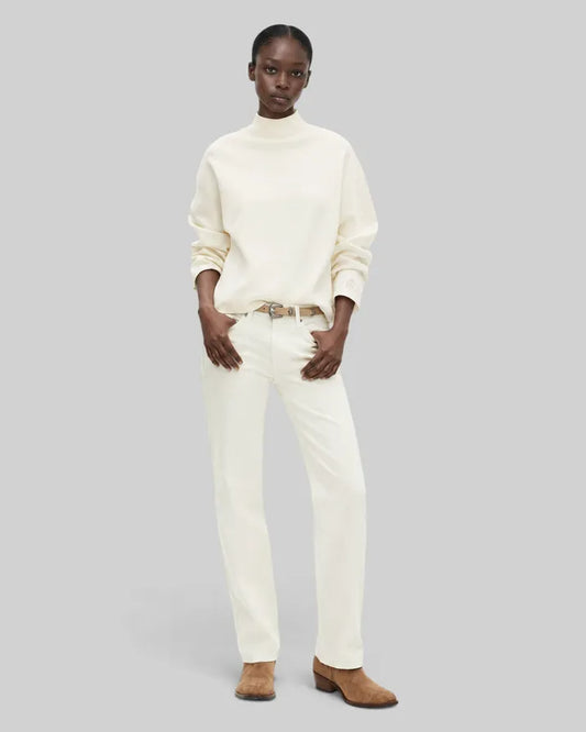 White mock-neck sweater