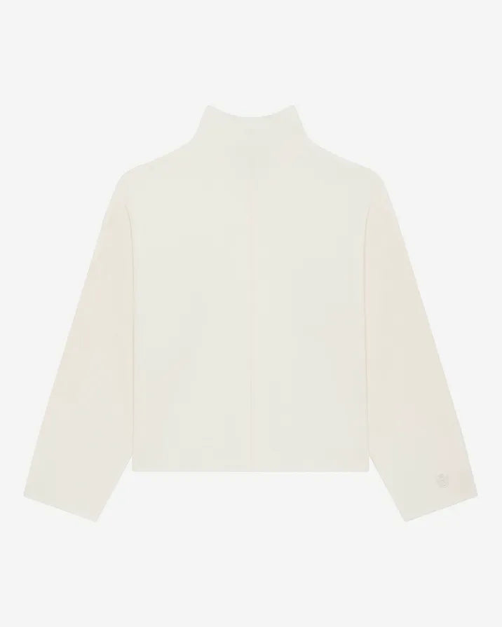 White mock-neck sweater