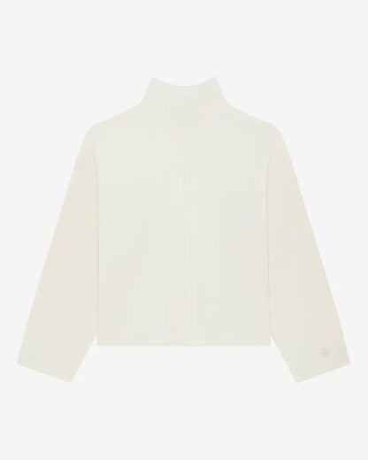 White mock-neck sweater