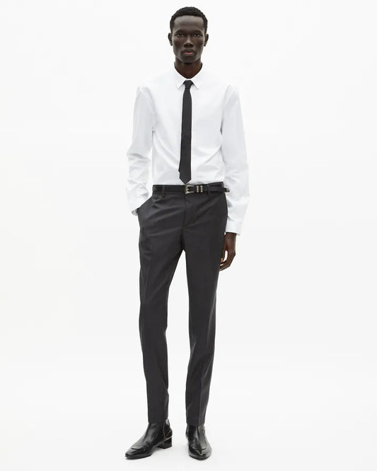 Fitted suit pants in grey wool