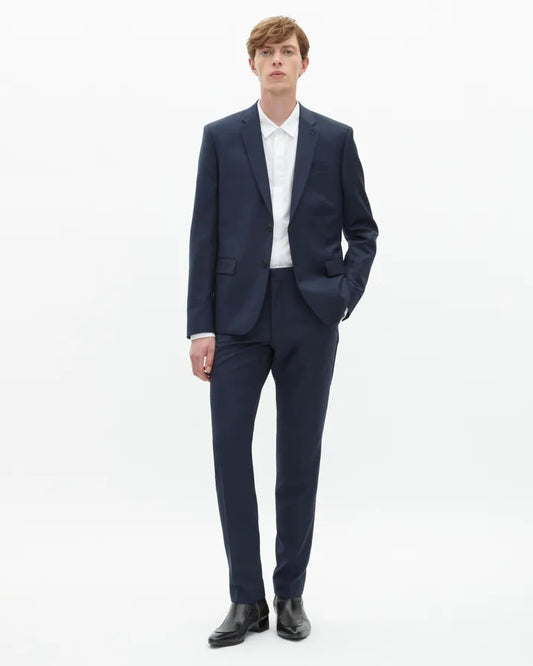 Slim-fit suit pants in navy wool