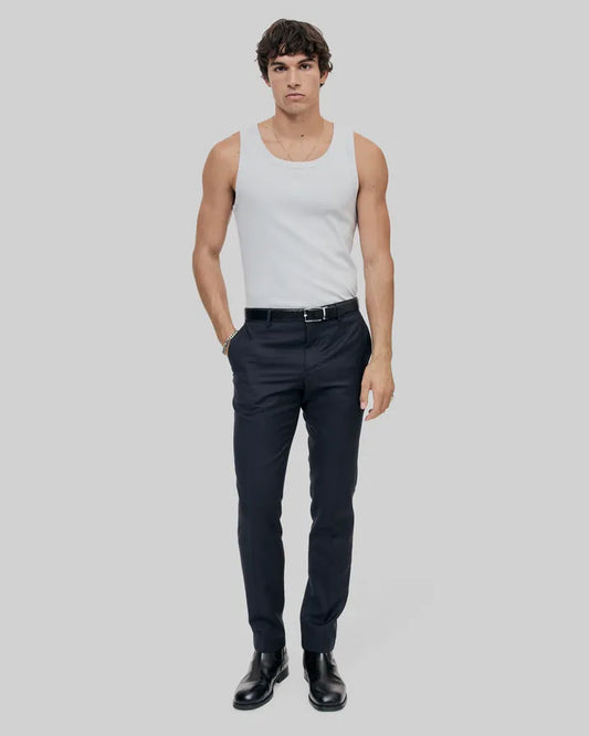 Fitted blue wool suit pants