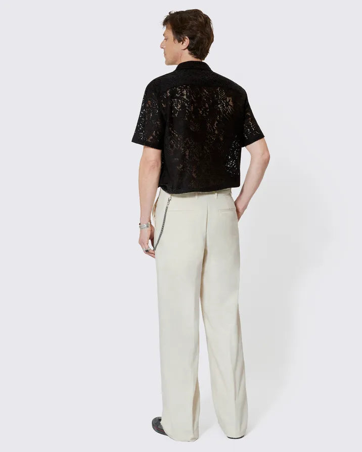 Beige wide-leg chain pants