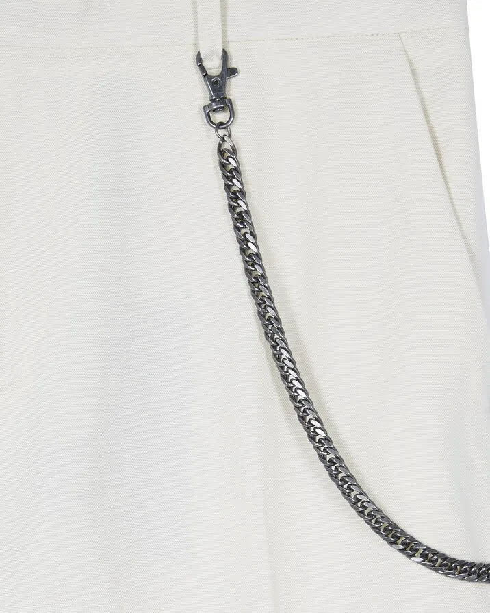 Beige wide-leg chain pants