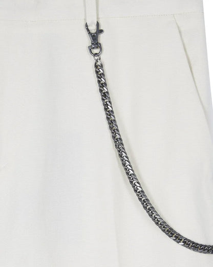 Beige wide-leg chain pants