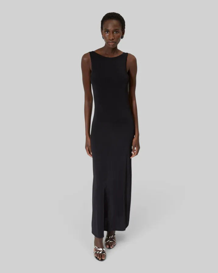 Mesh maxi dress with black chain back