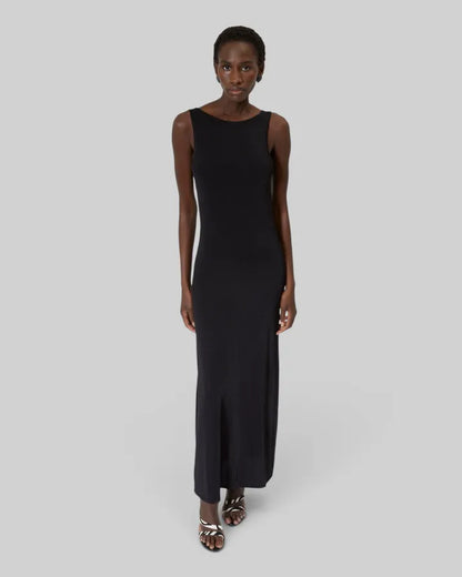 Mesh maxi dress with black chain back