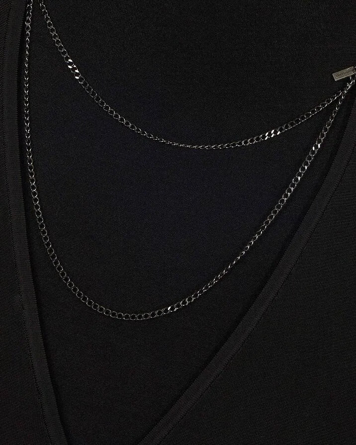 Mesh maxi dress with black chain back