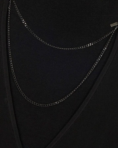 Mesh maxi dress with black chain back
