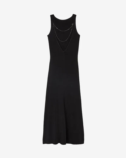 Mesh maxi dress with black chain back