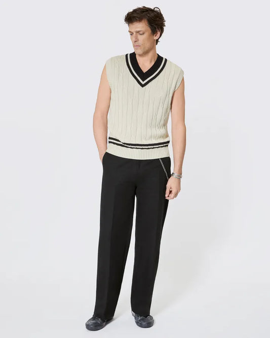 Beige cabled sleeveless sweater