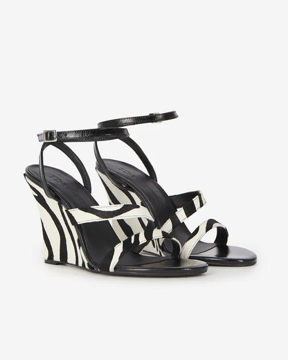 Zebra foal-effect wedge-heeled sandals
