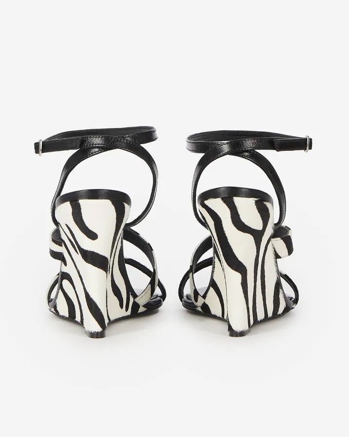 Zebra foal-effect wedge-heeled sandals