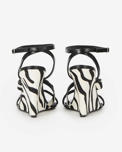 Zebra foal-effect wedge-heeled sandals