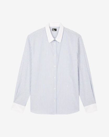 Blue striped shirt with contrasting collar