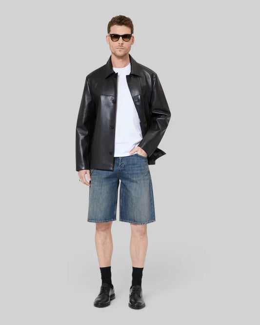 Denim shorts with blue chain