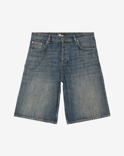 Denim shorts with blue chain