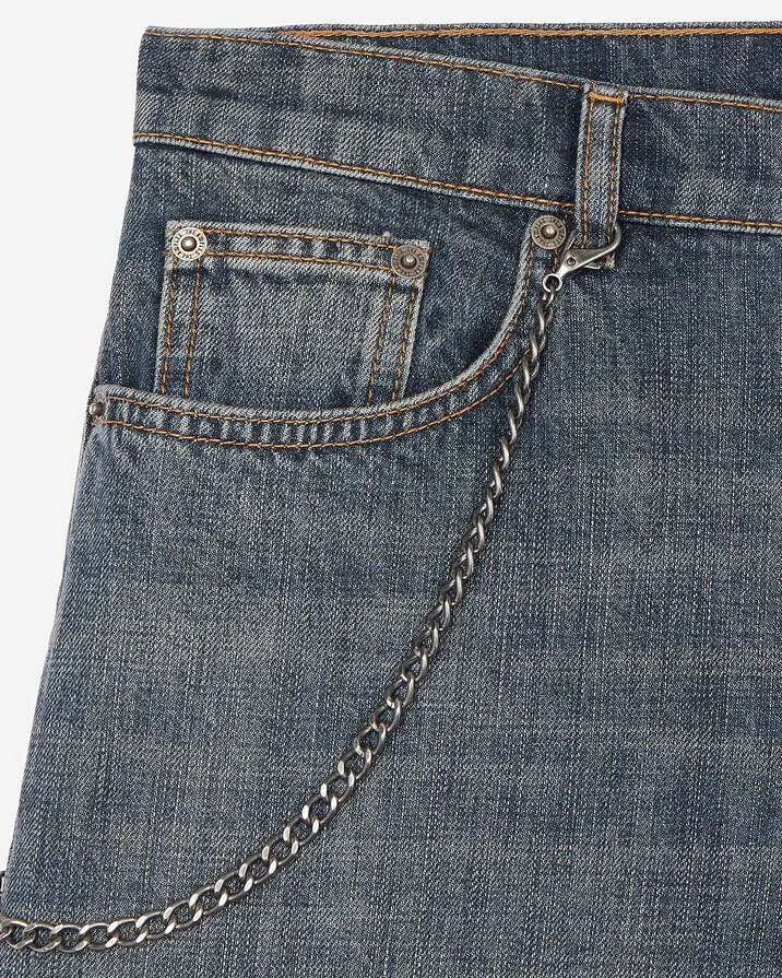 Denim shorts with blue chain