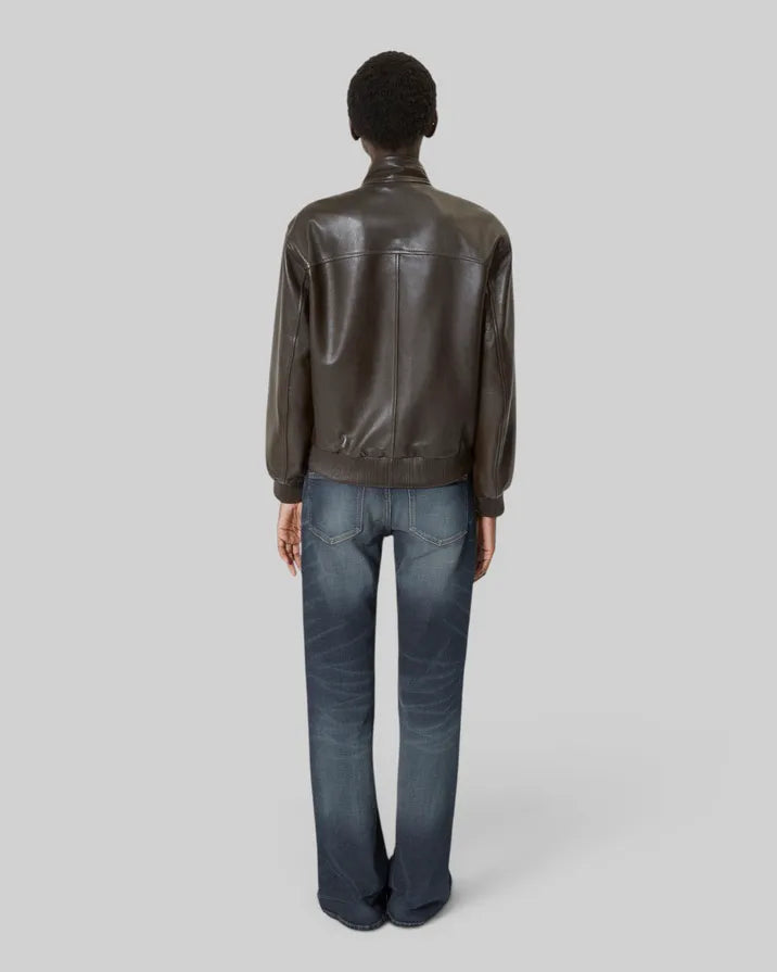 Brown leather zipped jacket