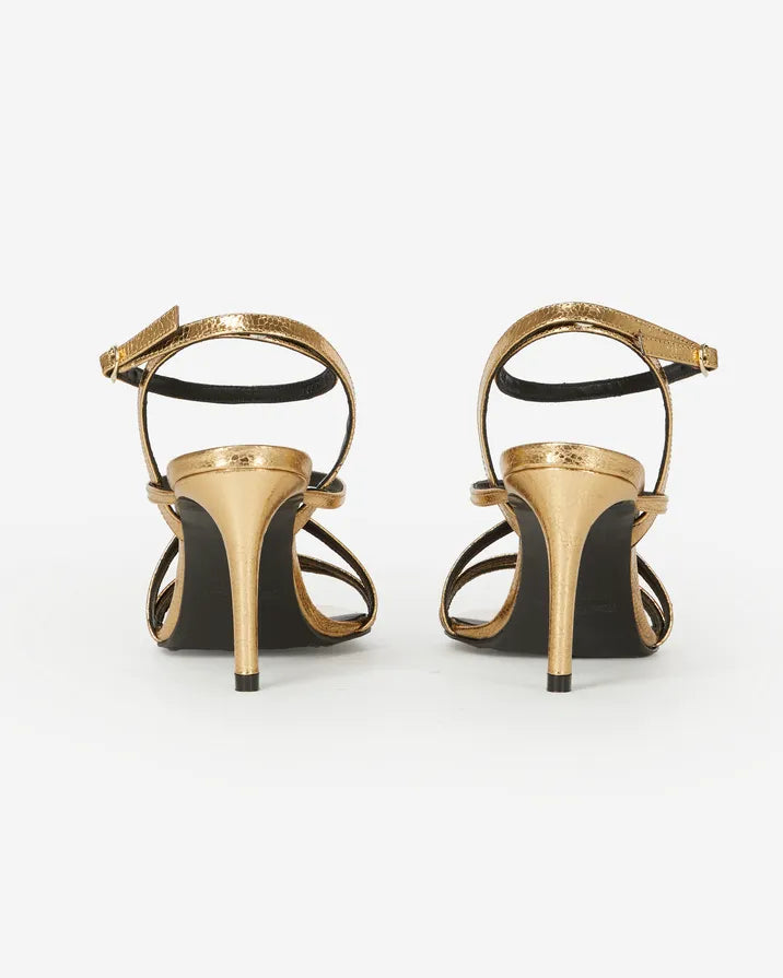 Gold leather heeled sandals