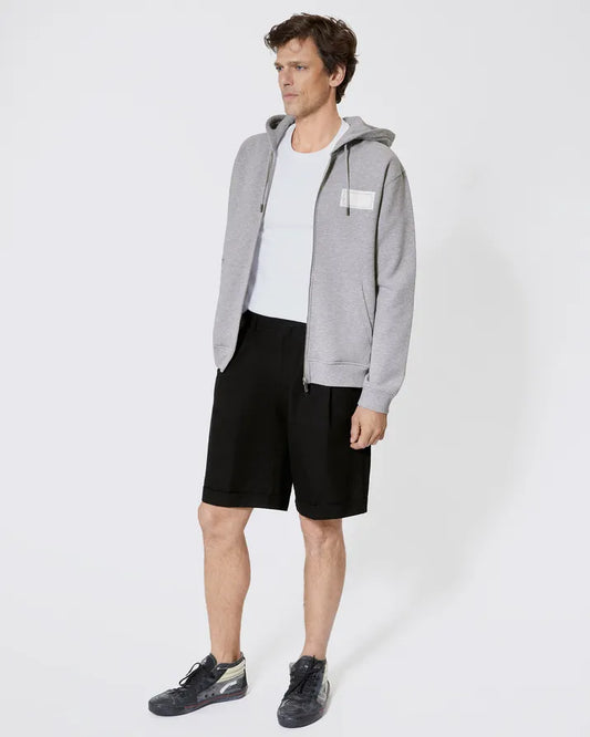 Zipped sweatshirt with black silk-screen print