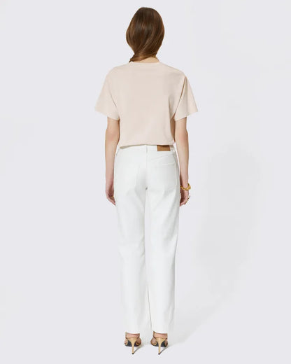 Off white coated straight jeans