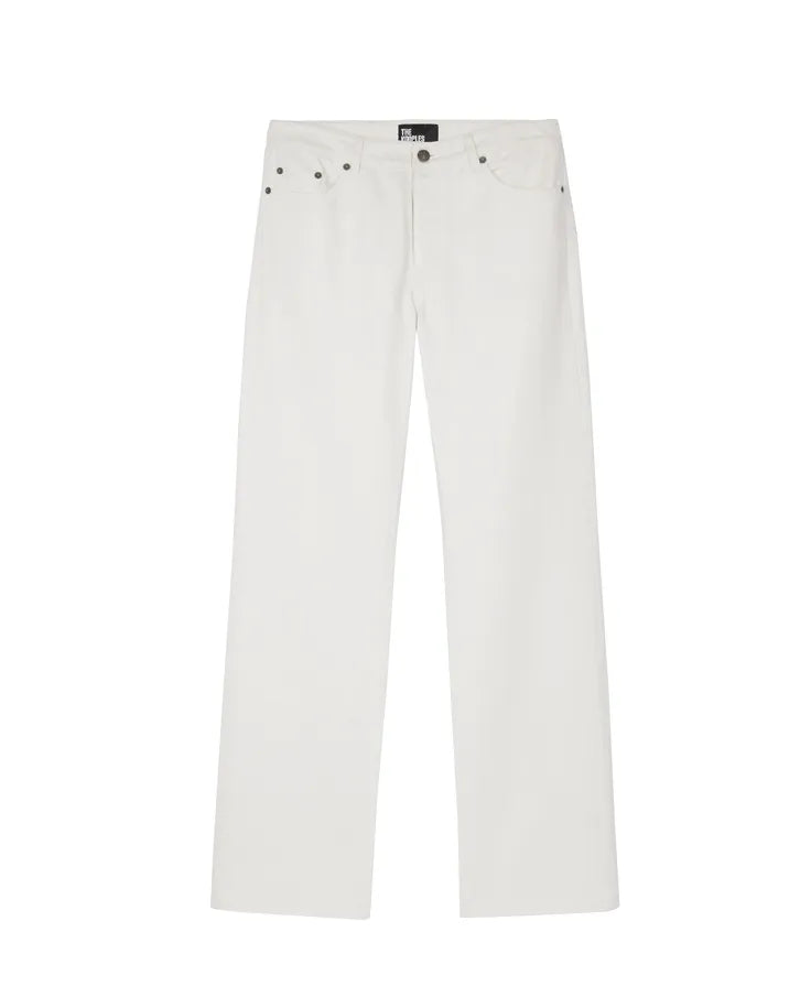 Off white coated straight jeans