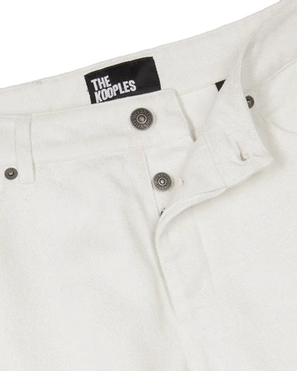 Off white coated straight jeans