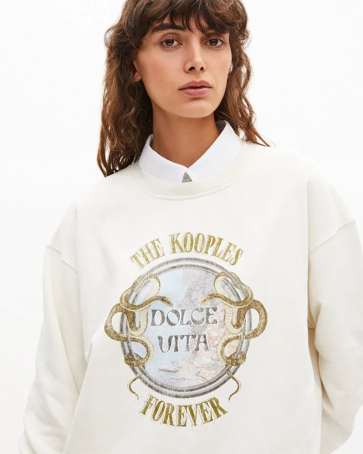 Sweatshirt with beige screen print